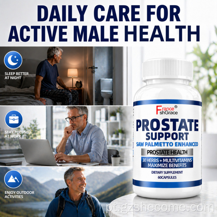 Cápsulas de Shecome Saw Palmetto apoiam a saúde da próstata
